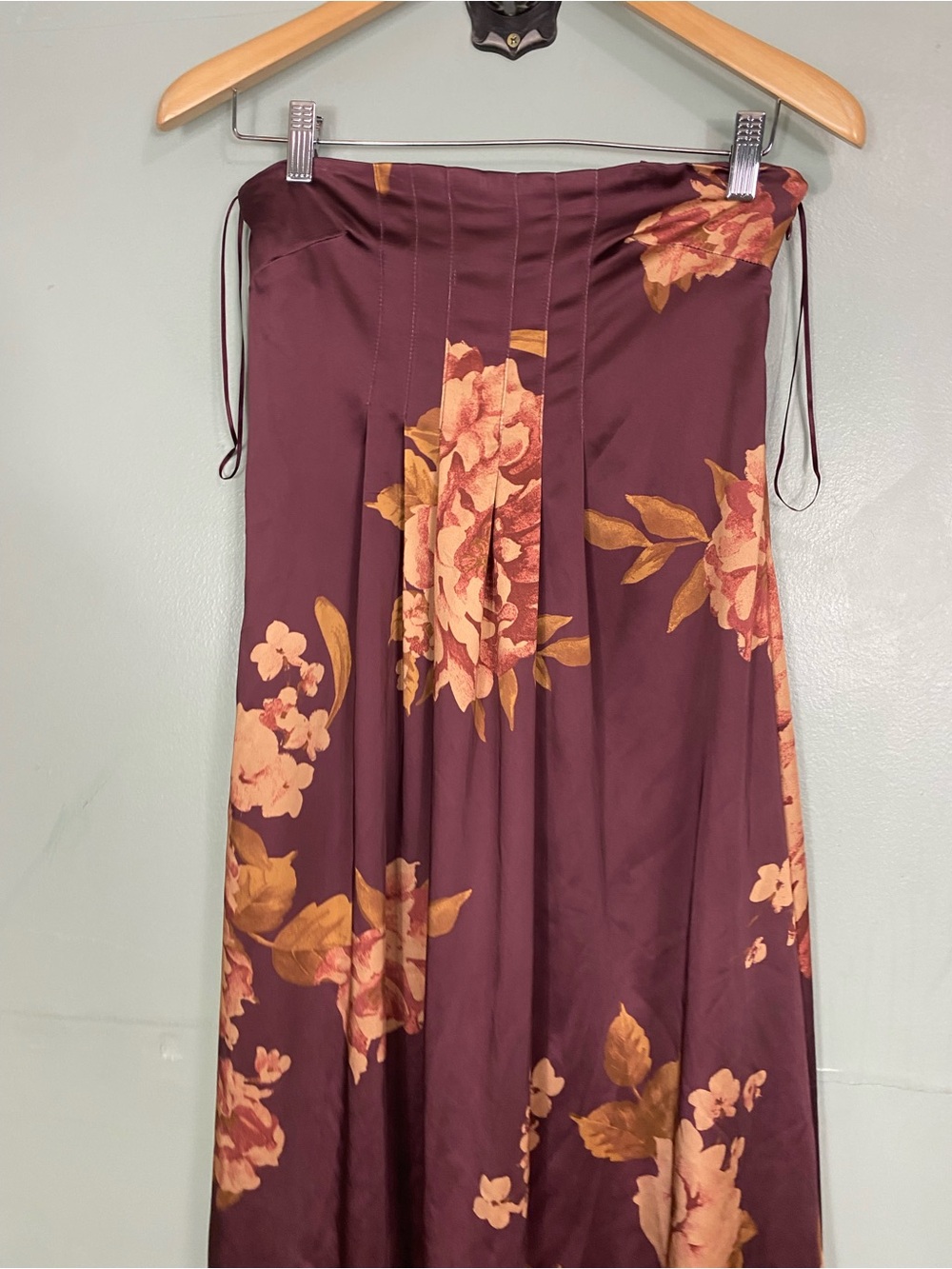 Free People Botanical Maxi Dress Brown Floral Strapless Pleated Sundress XS - Picture 3 of 12
